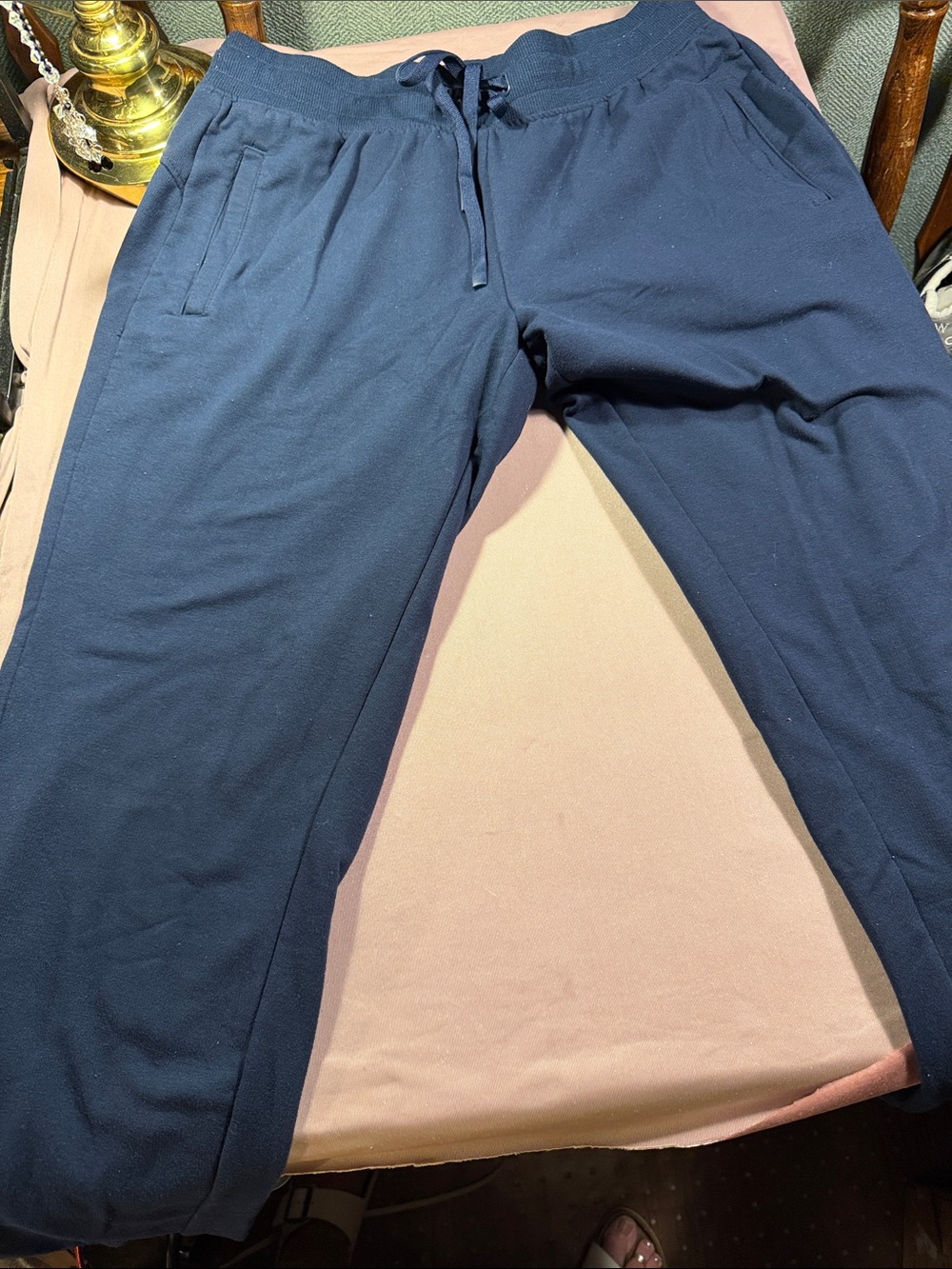 Athletic Works Navy Elastic Waist Drawstring Joggers